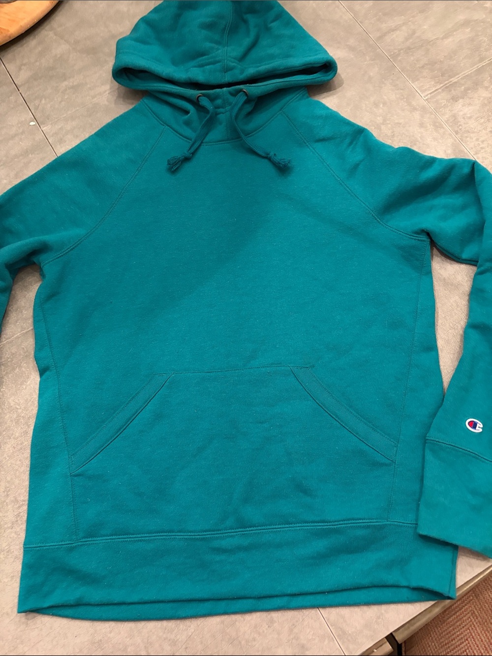 Champion Men's Teal Crewneck Hoodie